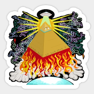 Inter dimensional ufo and pyramid Sticker